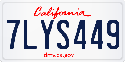 CA license plate 7LYS449