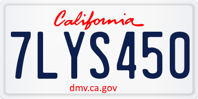 CA license plate 7LYS450