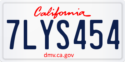 CA license plate 7LYS454