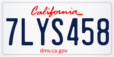 CA license plate 7LYS458