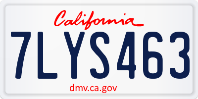 CA license plate 7LYS463