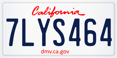 CA license plate 7LYS464