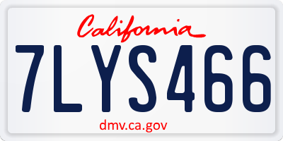 CA license plate 7LYS466