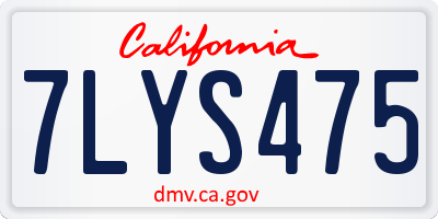CA license plate 7LYS475