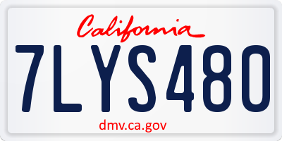 CA license plate 7LYS480