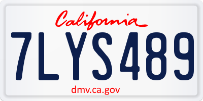 CA license plate 7LYS489
