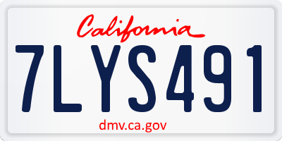 CA license plate 7LYS491