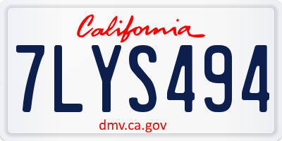 CA license plate 7LYS494
