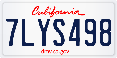 CA license plate 7LYS498