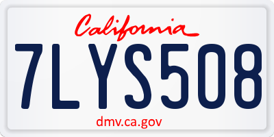CA license plate 7LYS508