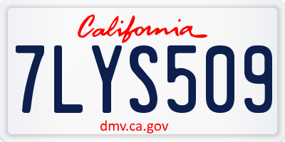 CA license plate 7LYS509