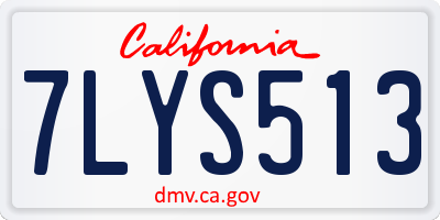 CA license plate 7LYS513