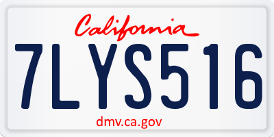 CA license plate 7LYS516