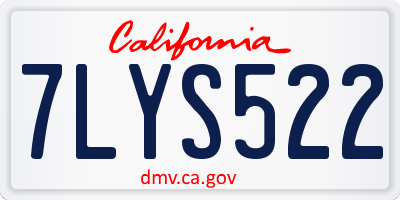 CA license plate 7LYS522