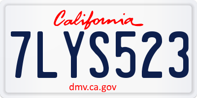 CA license plate 7LYS523