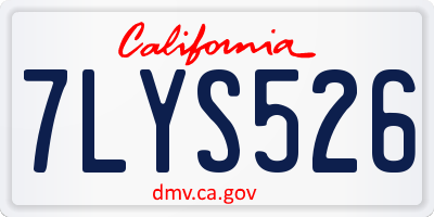 CA license plate 7LYS526
