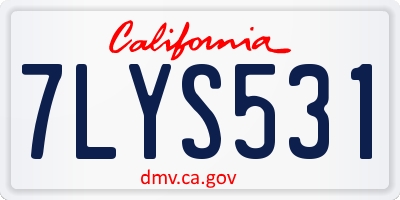 CA license plate 7LYS531