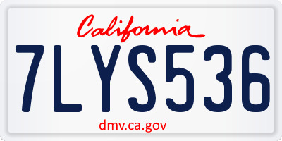 CA license plate 7LYS536