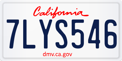 CA license plate 7LYS546