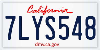 CA license plate 7LYS548
