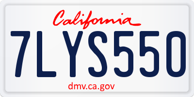 CA license plate 7LYS550