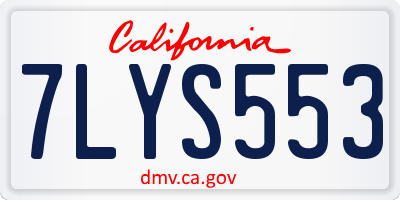CA license plate 7LYS553