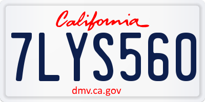 CA license plate 7LYS560
