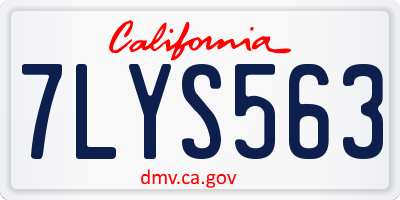 CA license plate 7LYS563
