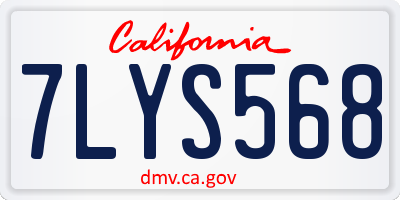 CA license plate 7LYS568