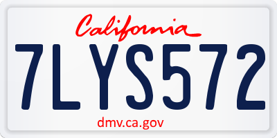 CA license plate 7LYS572