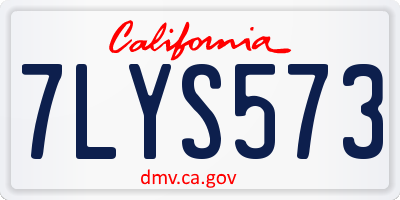 CA license plate 7LYS573