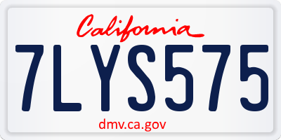 CA license plate 7LYS575