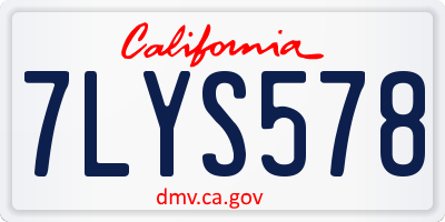 CA license plate 7LYS578