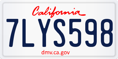 CA license plate 7LYS598