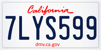 CA license plate 7LYS599