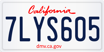 CA license plate 7LYS605