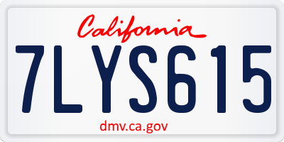 CA license plate 7LYS615