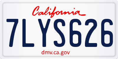 CA license plate 7LYS626