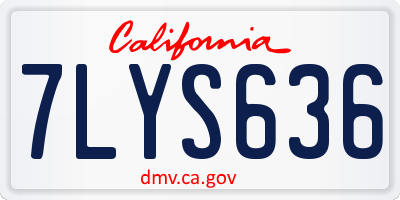 CA license plate 7LYS636