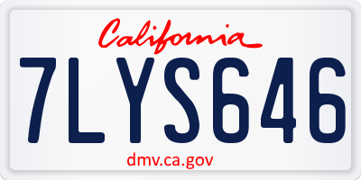 CA license plate 7LYS646