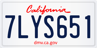CA license plate 7LYS651