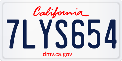 CA license plate 7LYS654
