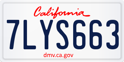 CA license plate 7LYS663
