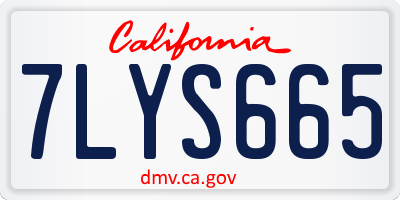 CA license plate 7LYS665