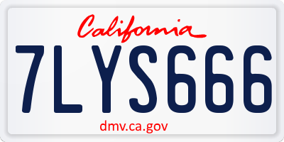 CA license plate 7LYS666