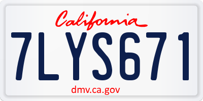 CA license plate 7LYS671
