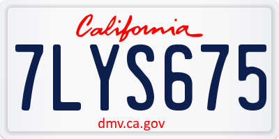 CA license plate 7LYS675