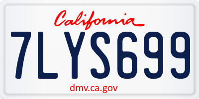CA license plate 7LYS699
