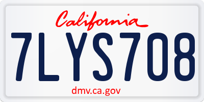 CA license plate 7LYS708
