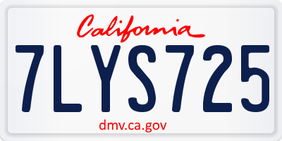CA license plate 7LYS725